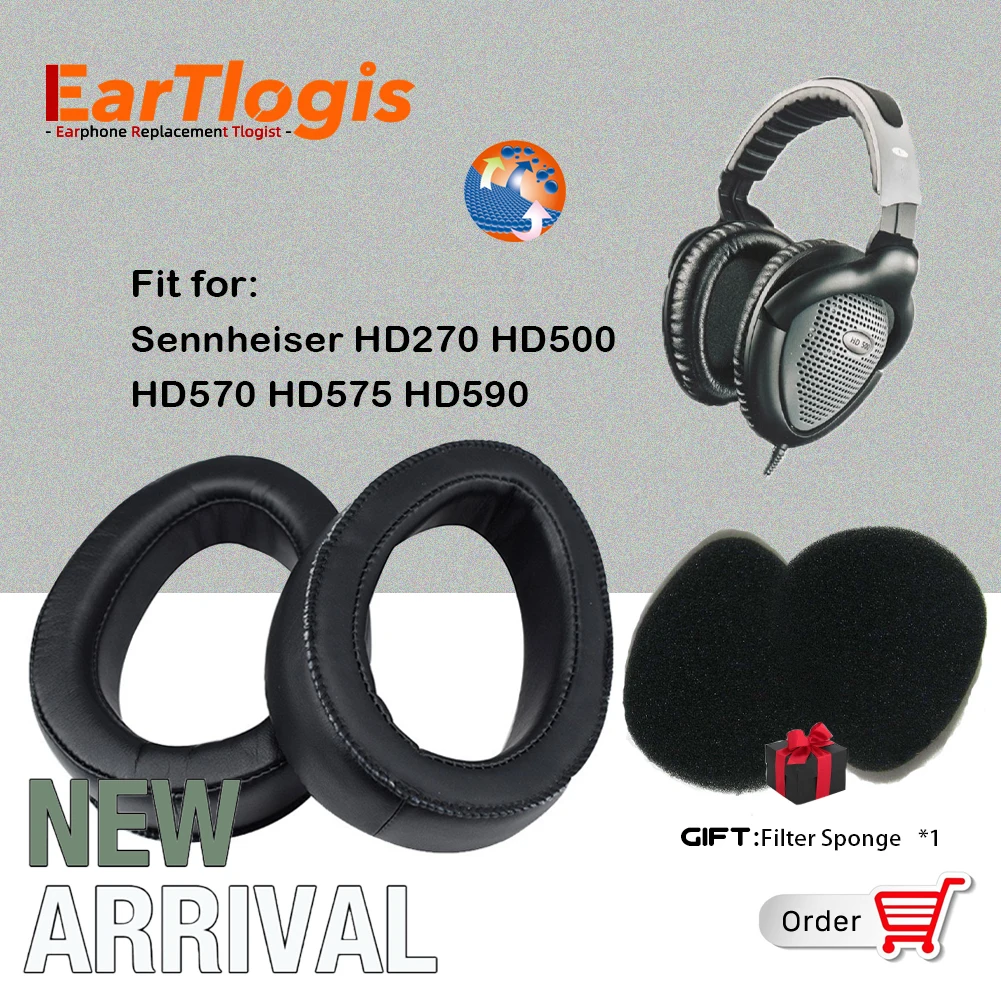 

EarTlogis Replacement Ear Pads for Sennheiser HD270 HD500 HD570 HD575 HD590 HD 270 500 570 575 590 Headset Kit- Ear Cups