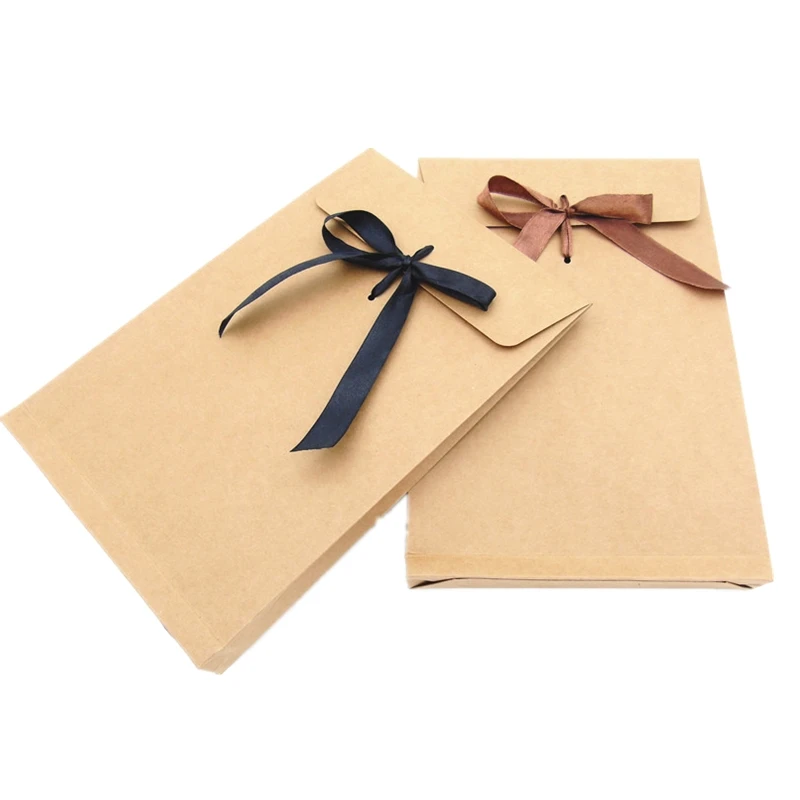 

Kraft Paper Gift Clothing Bags with Ribbon Exquisite Favors Bag for Skirt Underwear Necktie Scarves Packaging Supplies Wholesale