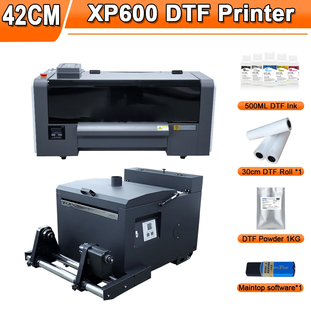 

A2 DTF XP600 Printer For Epson Dual XP600 Printheads with Powder Shaking Machine For T-shirt Print DTF Directly Transfer Printer