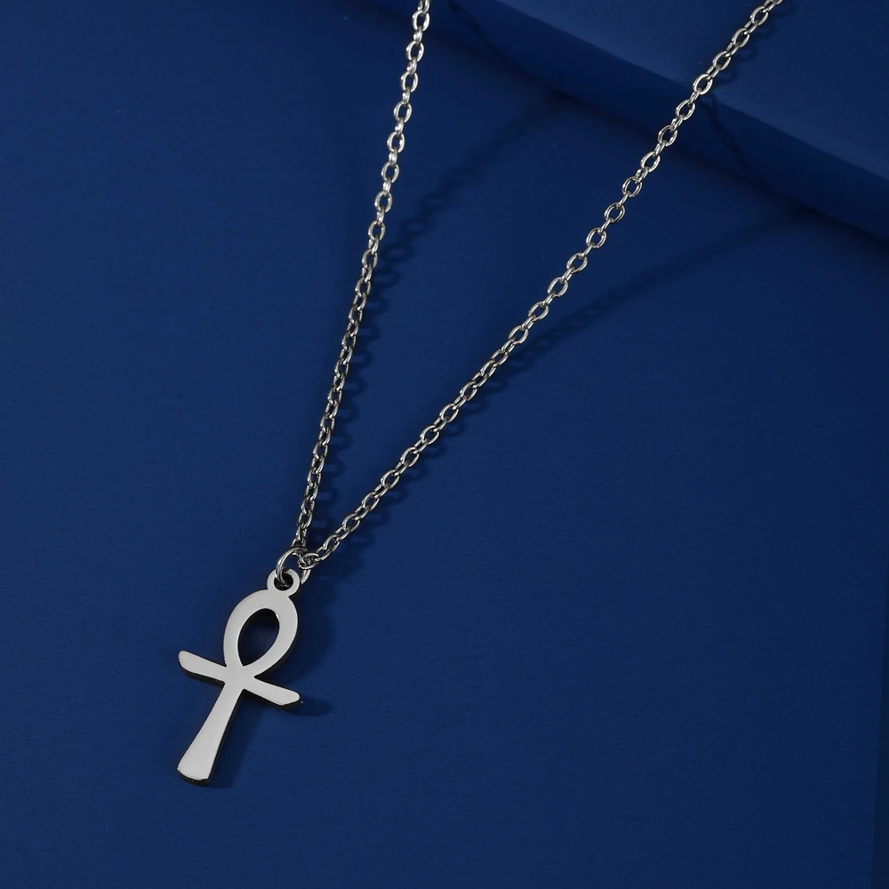 

COOLTIME Stainless Steel Amulet Egypt Ankh Cross Pendant Necklace for Women Crucifix Chain Necklace Jewlery Valentine's Day Gift