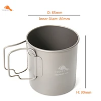 toaks titanium 450ml camping equipment portable cup ultralight foldable handle outdoor mug without lid hiking tableware cup 450