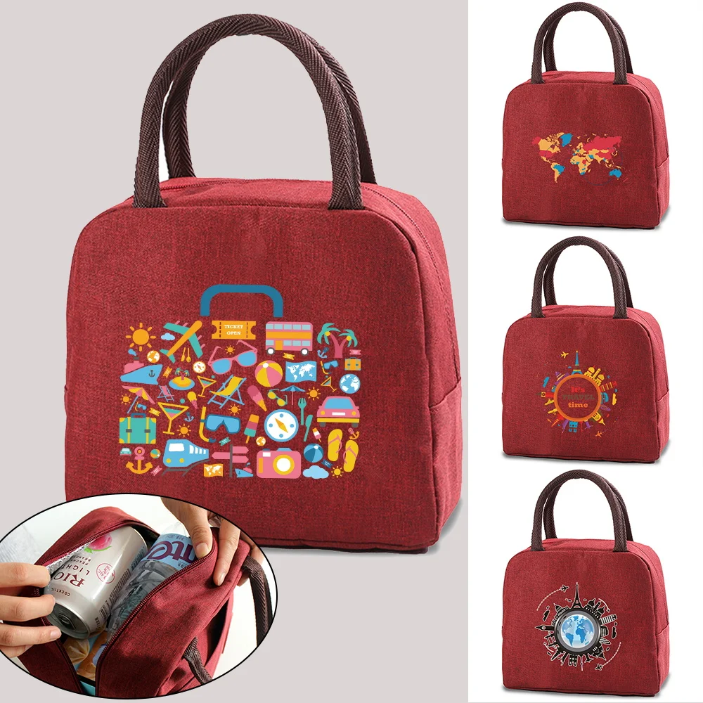 

Lunch Bag Thermal Insulated Portable Lunch Box Tote Cooler Handbag for Women Convenient Box Tote Travel Picnic Food Storage Bags
