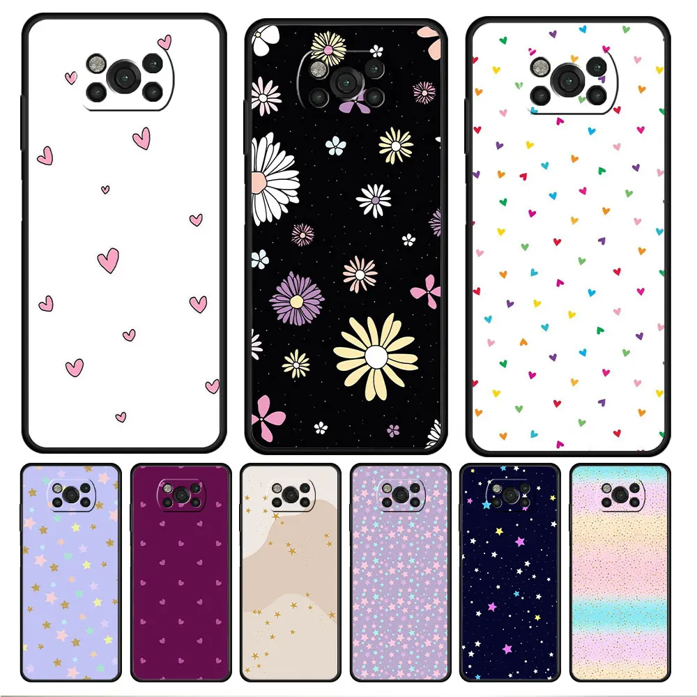 

Phone Coque Luxury Stars Flowers For Xiaomi POCO 11T M4 Pro 5G 10T MI 11 lite 9T M3 F4 GT X3 NFC X4 F3 Silicone Bag