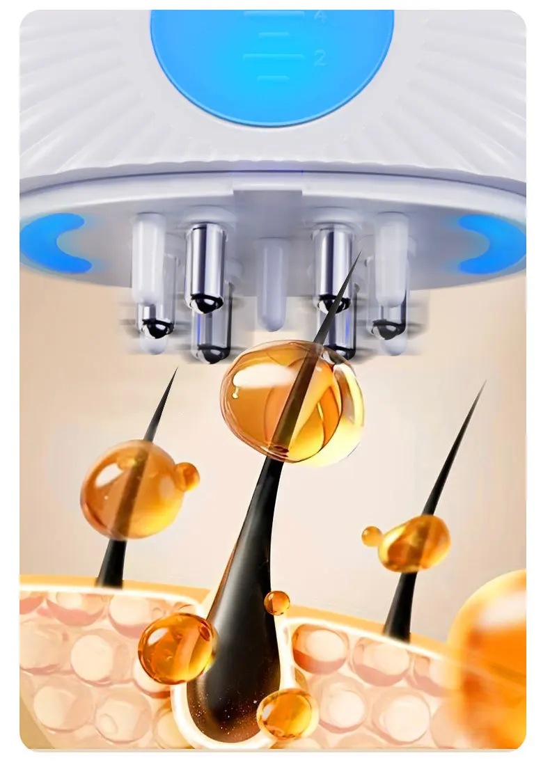 Расческа электрическая для массажа головы с вибрацией красного и синего цвета