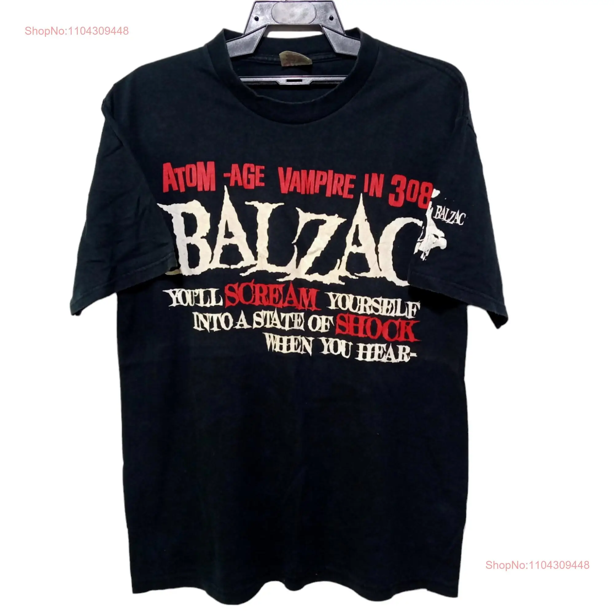 Винтажная черная большая футболка 90-х Balzac в японском стиле рок альтернативная