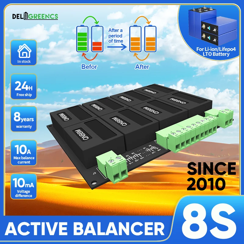 

QNBBM Lithium Battery Equalizer 8S 24V Balancer Lifepo4 LTO NCM LMO 18650 DIY Pack Voltage Balancing