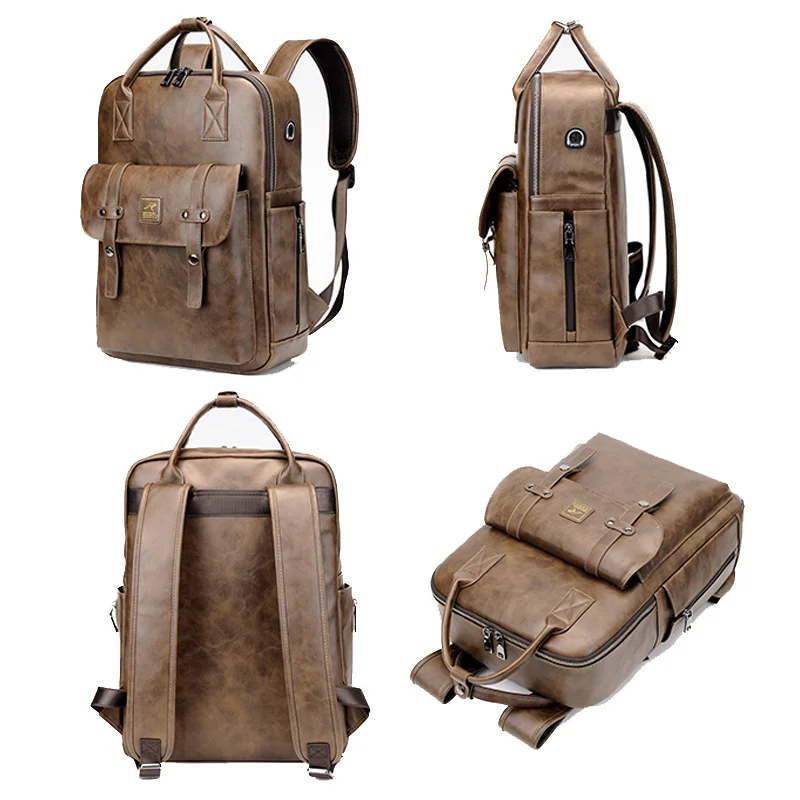 Водонепроницаемый рюкзак для ноутбука 15 6 дюйма из ПУ кожи