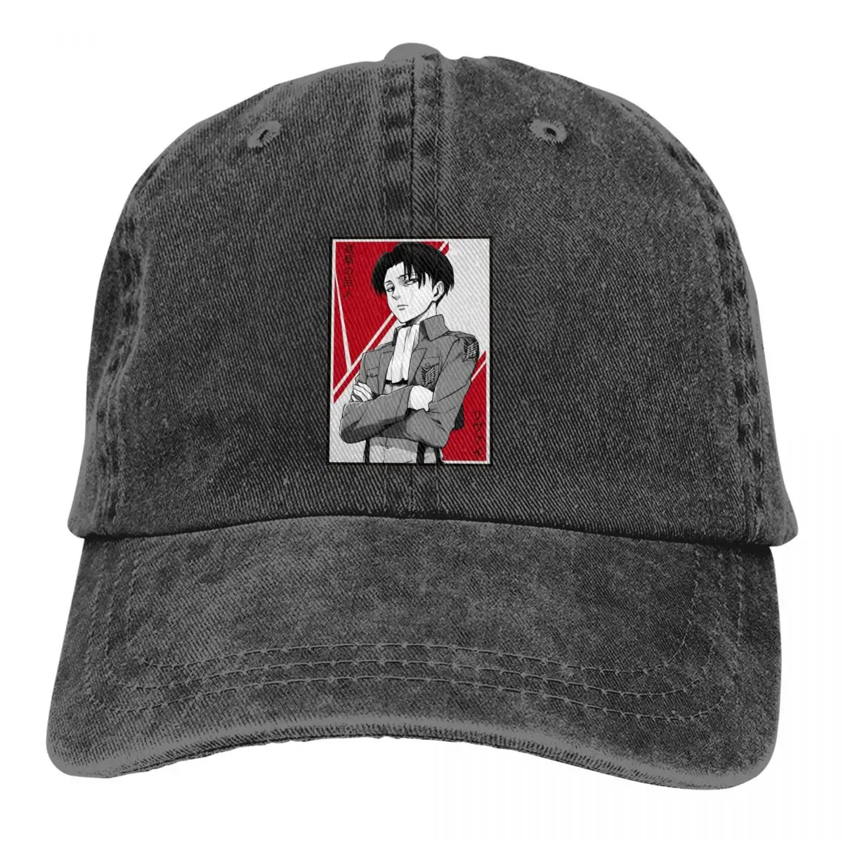 

Washed Men's Baseball Cap Hero From The Anime Classic Trucker Snapback Caps Dad Hat Attack on Titan Levi Anime Golf Hats