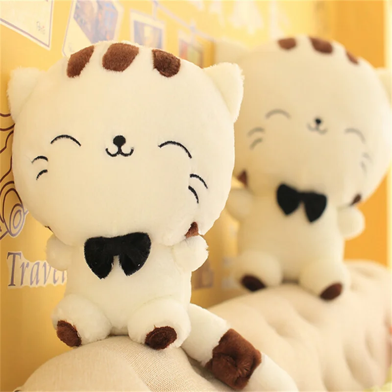 

20CM Cute Kawaii Cat with Bow Plush Dolls Toys Gift Stuffed Soft Doll Cushion Sofa Pillow Gifts Xmas Gift Party Decor