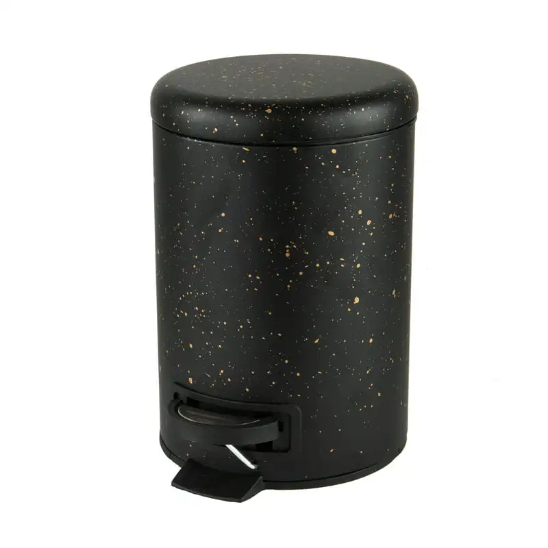 

Speckled Design 3 Liter Step Pedal Bathroom Garbage Can with Lid in Black Mini cubo basura Desktop trash can Garbage bin for kit