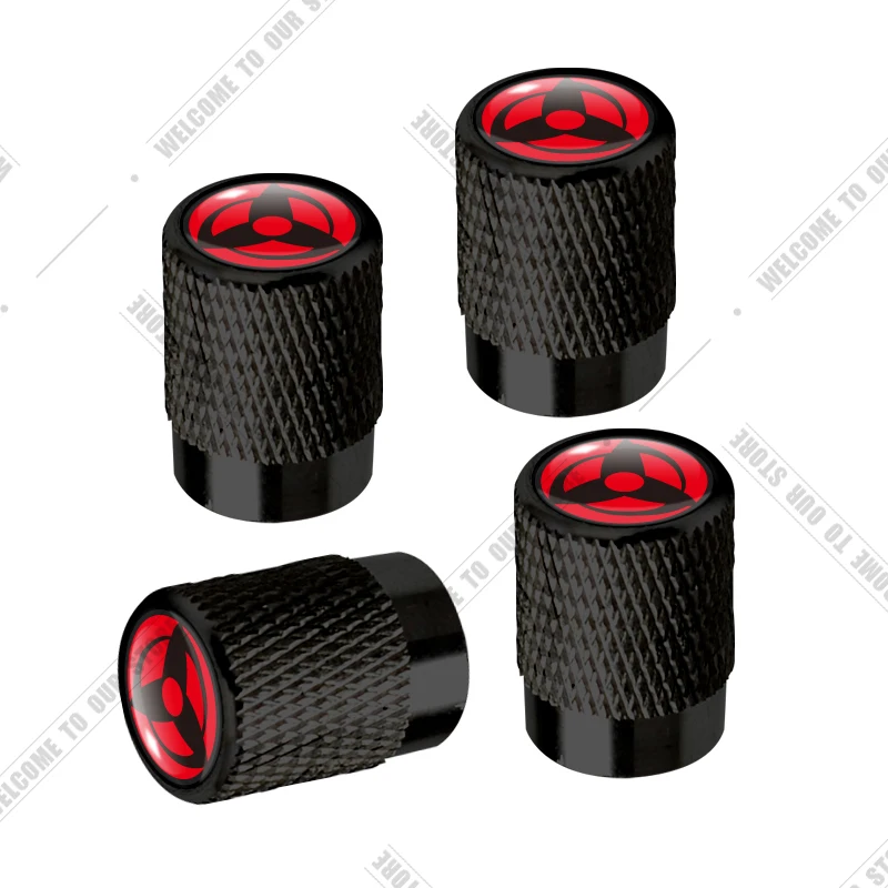 

Автомобильный алюминиевый аниме Шаринган с ЧПУ, эмблема глаза для Lexus Honda Nissan Mitsubishi, 4 шт., колпачки для клапана воздушного порта для шин, колпачки для штока