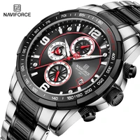 naviforce fashion business chronograph luxury stainless steel belt mens quartz wrist watch waterproof sport male watches