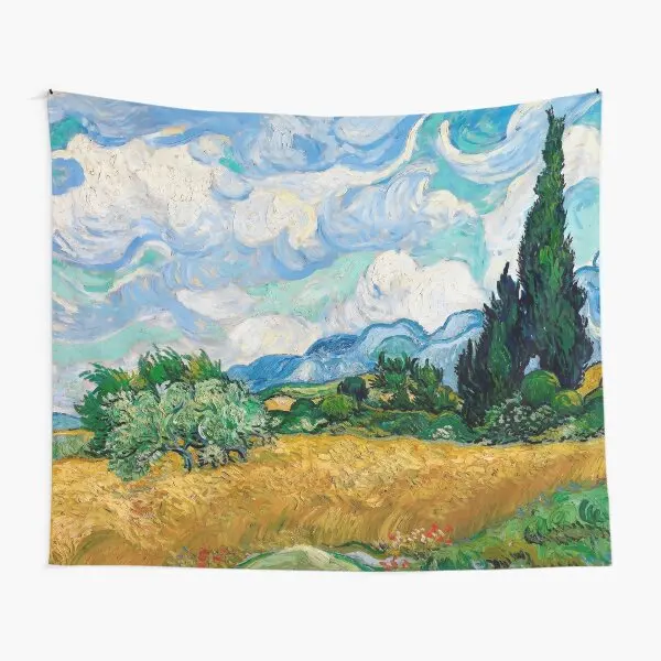 

Wheat Field With Cypresses By Vincent Va Tapestry Decoration Bedspread Beautiful Decor Mat Towel Travel Room Home Wall Living