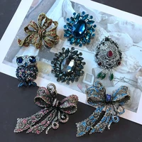 2022 fashion vintage crystal flower bow knot women brooch pin arabesque rhinestone boho brooch lapel scarf broches