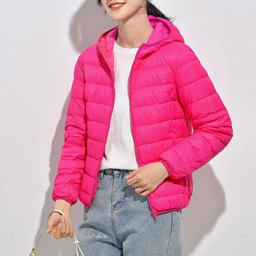 Simple Down Jacket Long Sleeve Warm Lady Winter Ultra Lightweight Thermal Jacket Coat  Anti-pilling Women Coat for School
