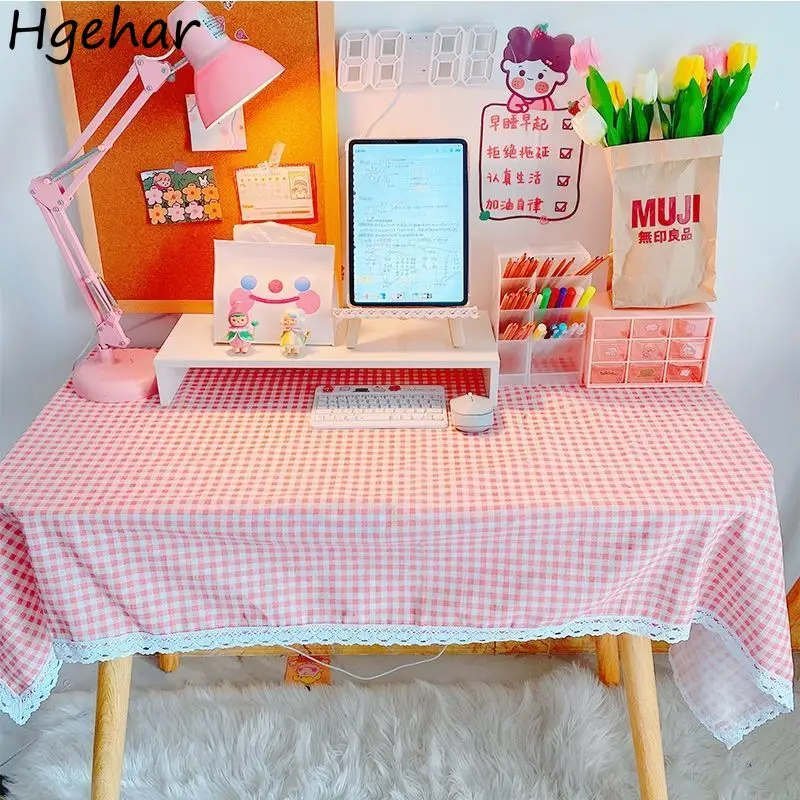 Клетчатая скатерть из искусственной льна и хлопка прямоугольная моющаяся с