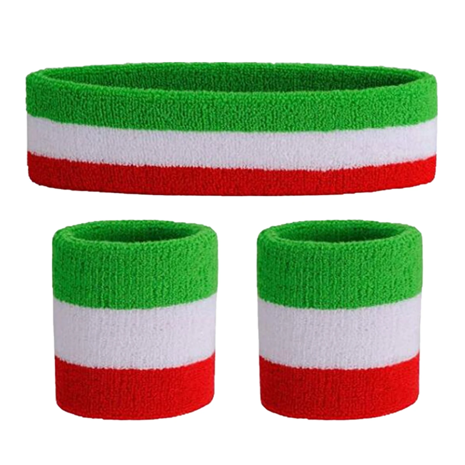 

3pcs Running Headband Wristband Soft Sweatband Set Sweat Absorption Elastic Sports Striped For Women Men Workout Cycling