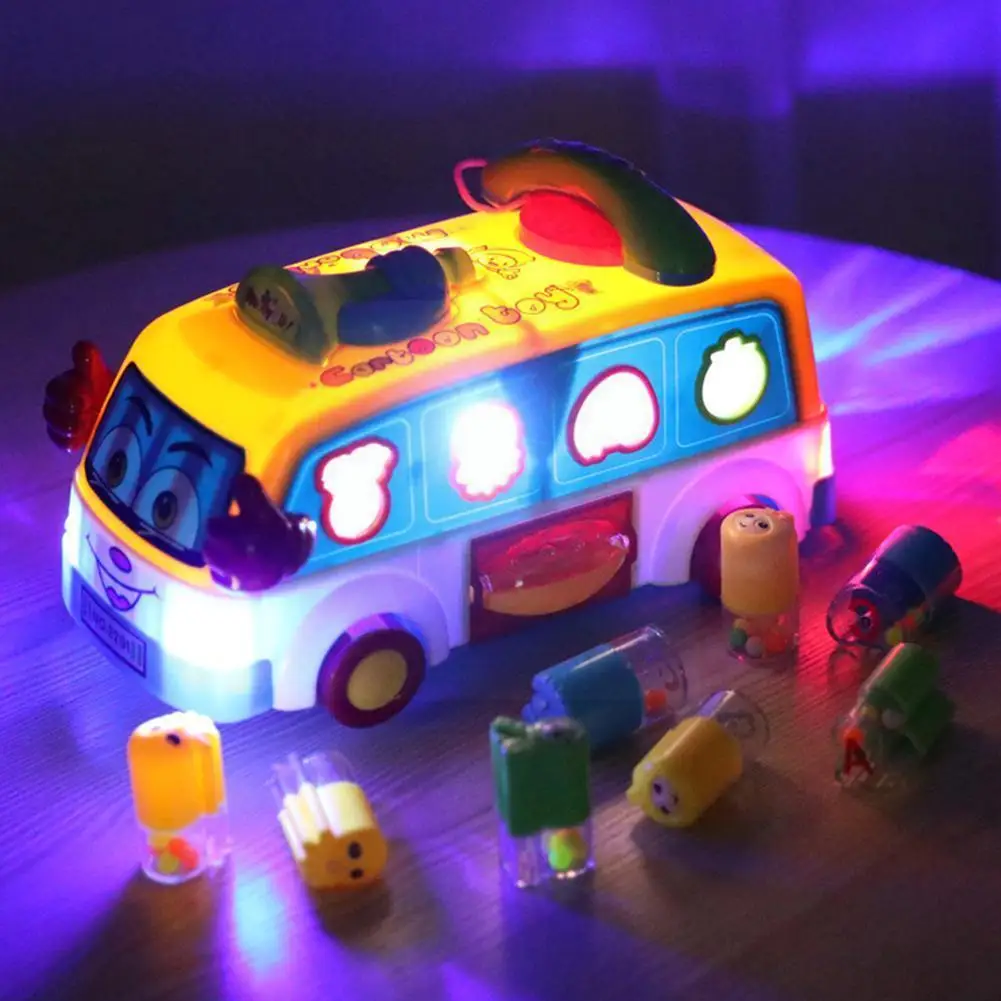 

Eletric Baby Toy Fun Bus Bump And Go Car Music Lights Early Education Toy For 2 - 3 Year Old Girls Boys Toddlers N8u5