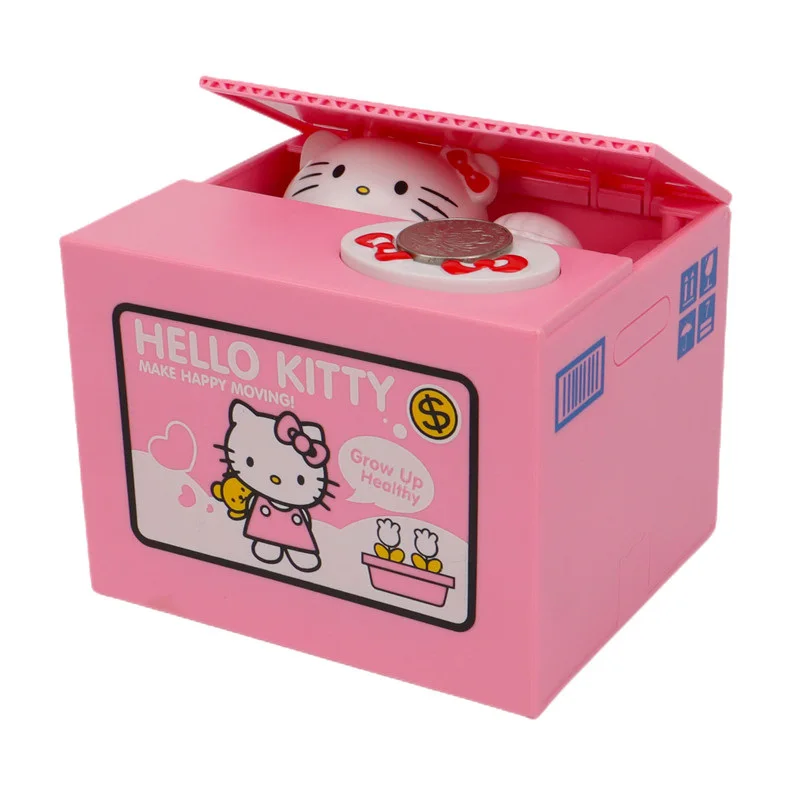 

Sanrio Hello Kitty Cute Cartoon Piggy Stealing Money Kitten Kawaii Savings Bank Fortune Cat Home Decor Children birthday Gift