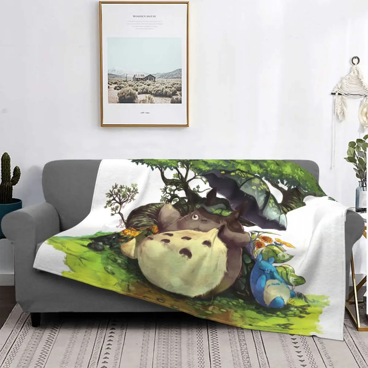 

My Neighbor Totoro Fleece Blankets Anime Tonari No Totoro Cute Cartoon Awesome Throw Blankets for Bed Sofa Couch 150*125cm Quilt