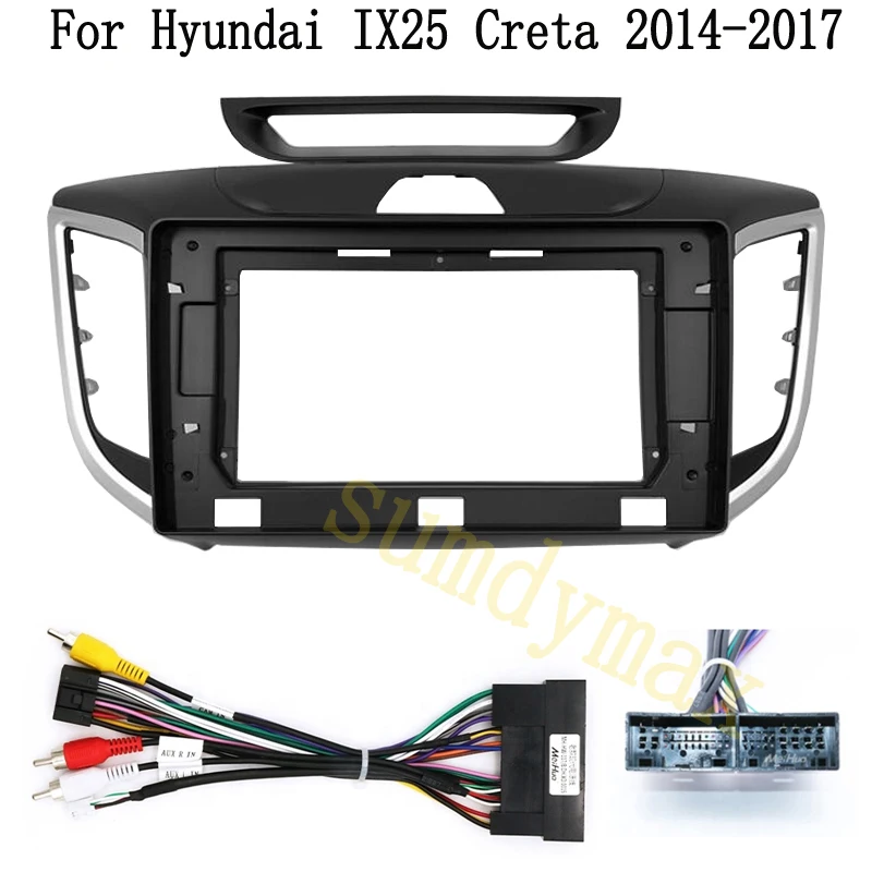 

9inch Car Radio fascias For Hyundai IX25 Creta 2014-2017 Android Big Screen Audio Dash Fitting Panel Kit cable wire