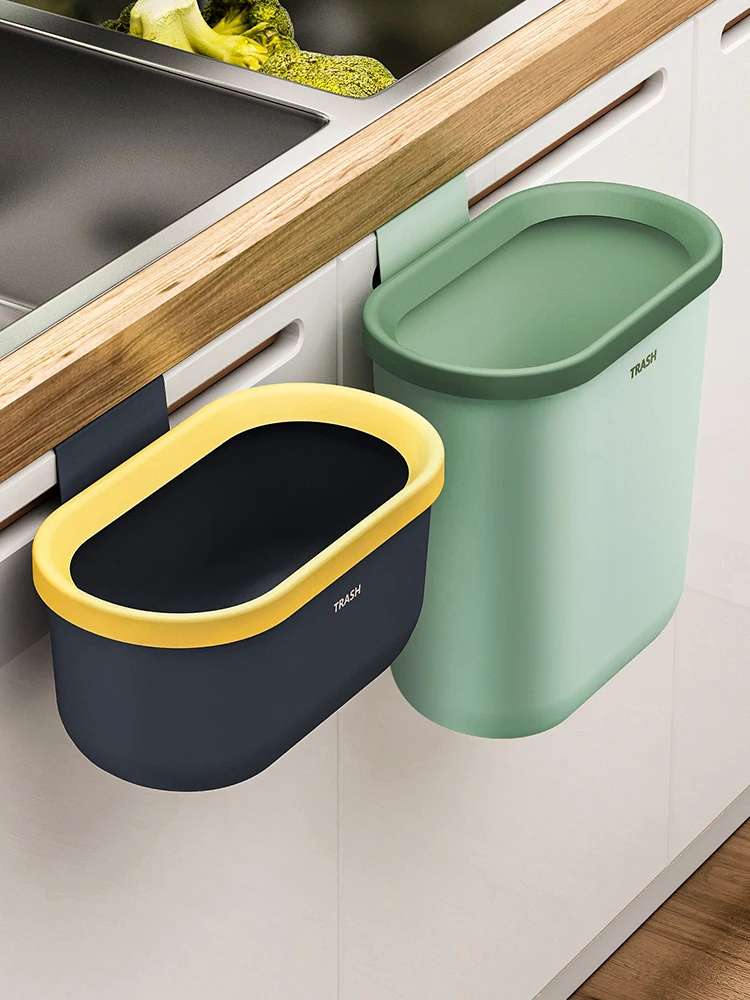 

Wall Mounted Trash Can for Kitchen Nordic Plastic Hanging Garbage Tin for Bathroom Toilet