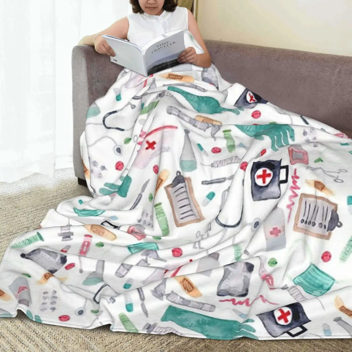Одеяло для доктора или медсестры мягкое теплое Фланелевое покрывало с рисунком
