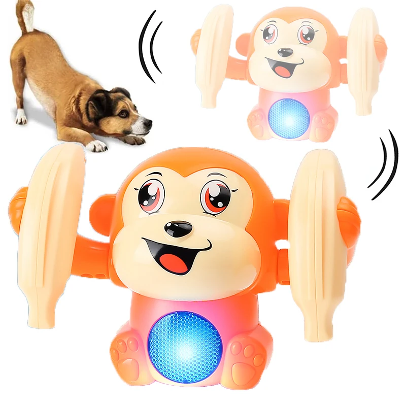 

Puppy Toys Electric Tumbling Monkey Light Music Sound Tipping Monkey Toys for Dogs Puppy Gifts Interactive Playing Dog Toys