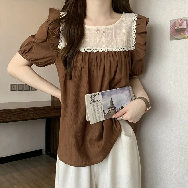 Футболка женская с квадратным вырезом милая Свободная Повседневная рубашка