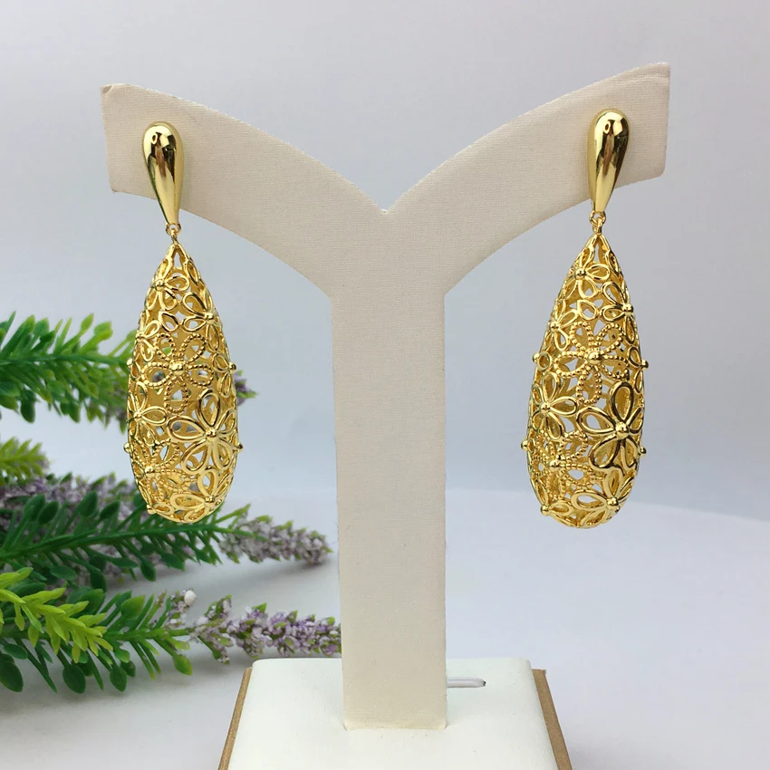 

Yuminglai модные ювелирные изделия из Дубая аксессуары полые Классические Элегантные Превосходное качество большие серьги-капельки для женщин FHK13751