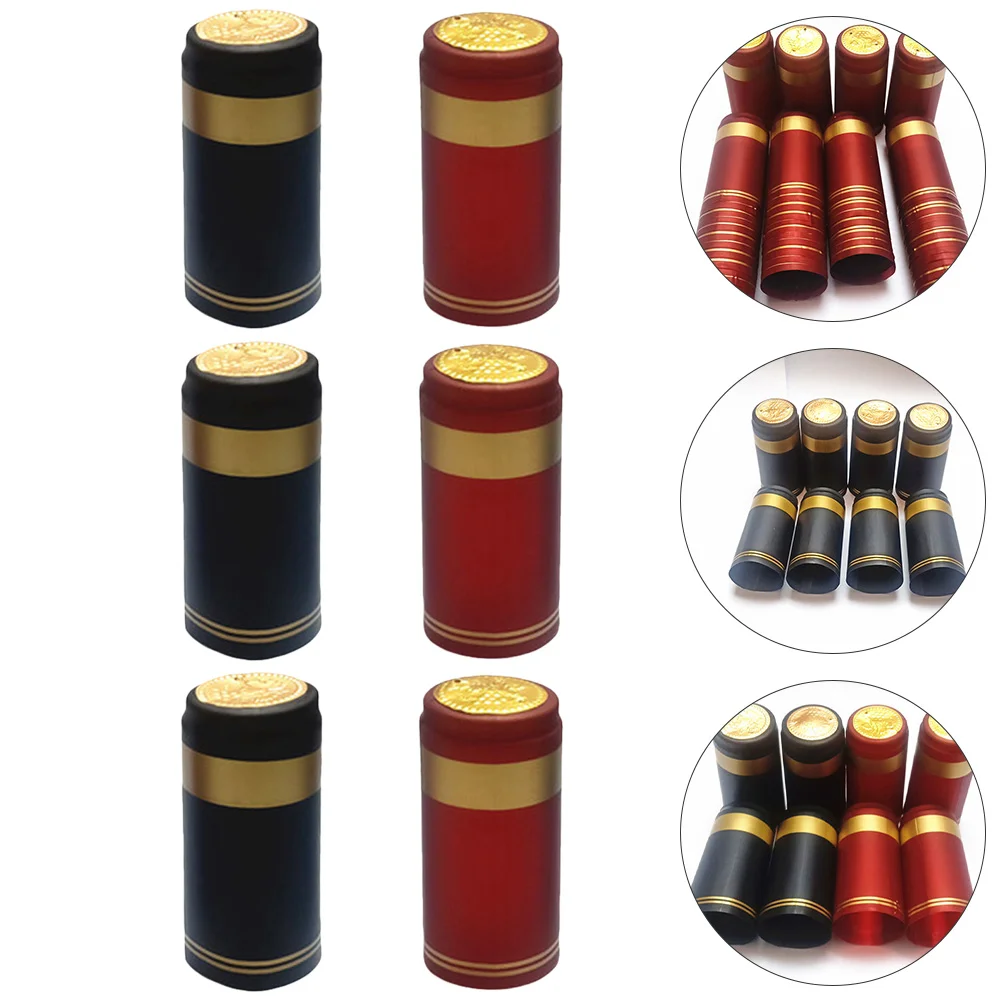

200pcs Shrink Wraps PVC Shrink Capsules Bottle Caps (Assorted Color)