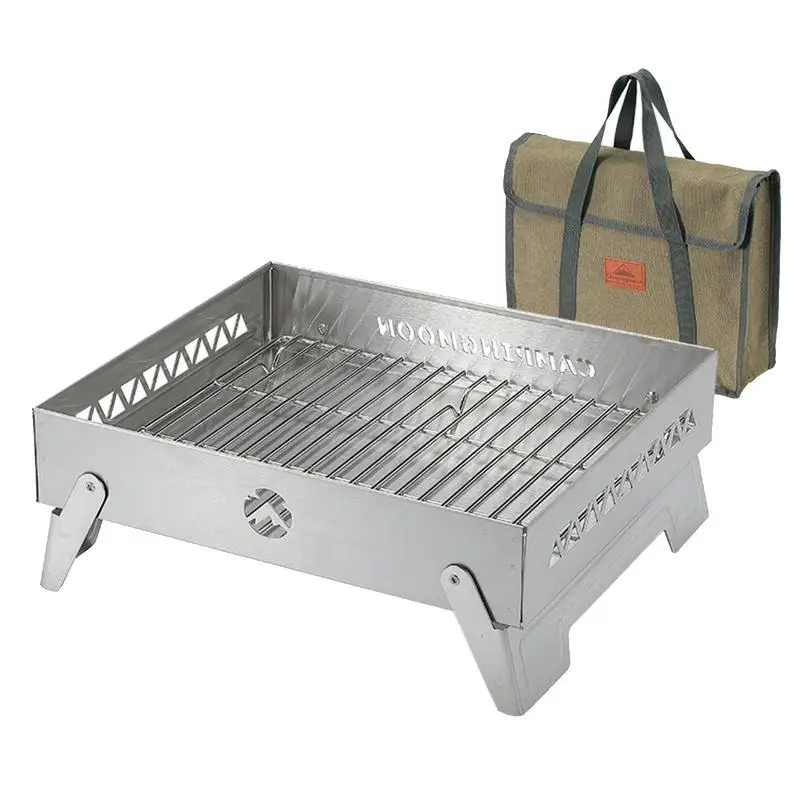 

Portable BBQ Grill With Thicken Cooking Bars Foldable Camping Stove With Storage Bag For Outdoor Traveling Picnics Garden Party