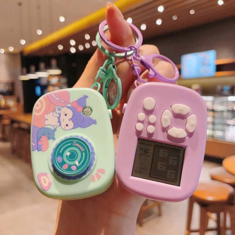 

Lovely Sanrio Kuromi Cinnmoroll Camera Shaped Pendant Keychain Play Game Keyring Phone Bag Hanging Jewelry Kids Gifts