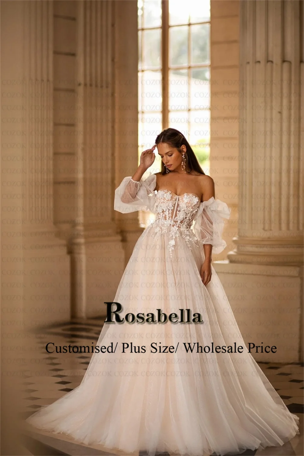 

Соблазнительные Свадебные платья ROSABELLA с вырезами для невесты 2023, плиссированные платья с аппликацией, свадебные платья, индивидуальный пошив