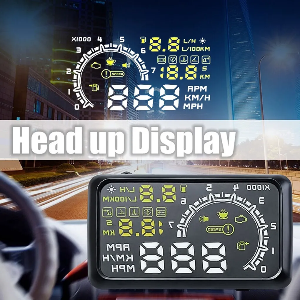 

Universal Car HUD Head Up Display Projector 5 5 Inch OBD 2 Interface Speeding Warning Alarm System Digital Car Speedometer