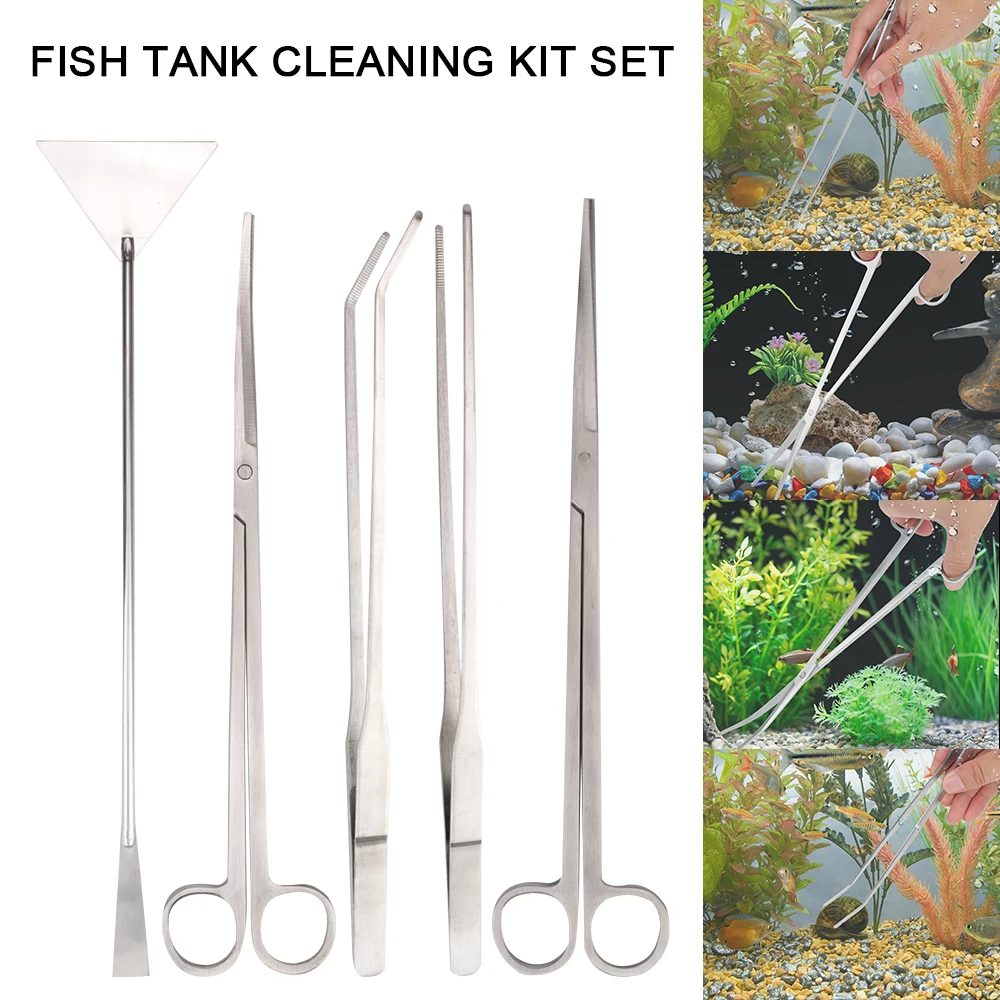 

Aquarium Tools Set Grass Scissors Stainless Steel Cleaning Tools Silver Plants Tweezers