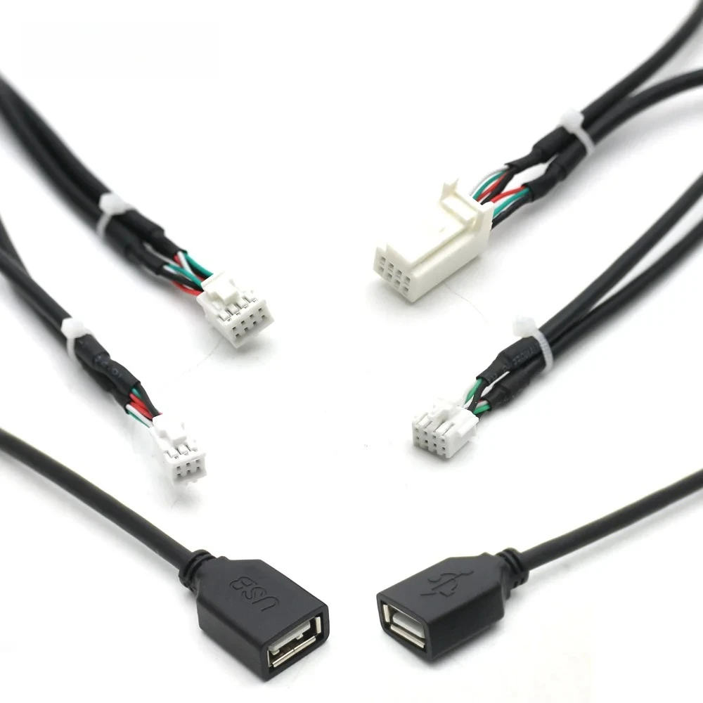 Фото Универсальный кабель-адаптер с двумя USB-разъемами (женские) на 6/8-контактный PHB для автомобильных Android-магнитол №1