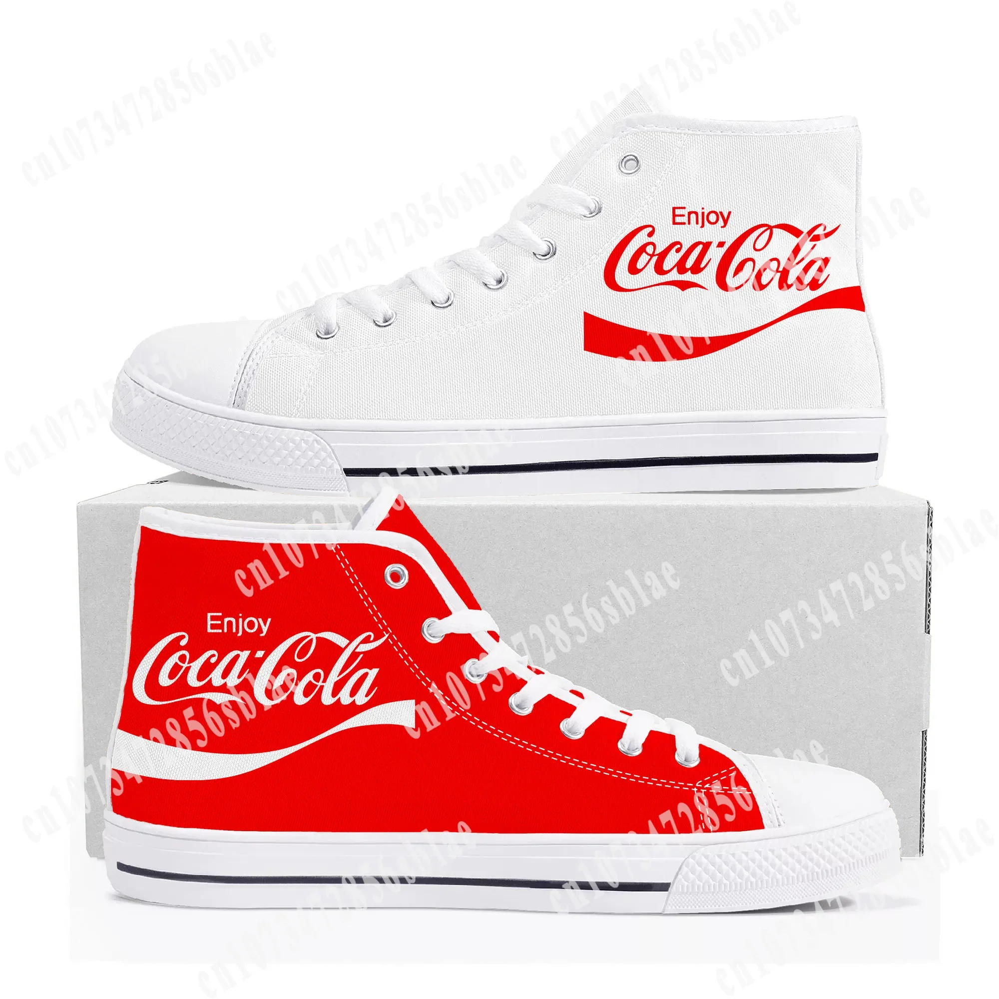 

Coca High Top Sneakers Mens Womens Teenager Canvas High Quality Cola Sneaker Casual Custom Made Shoes Customize DIY Shoe White