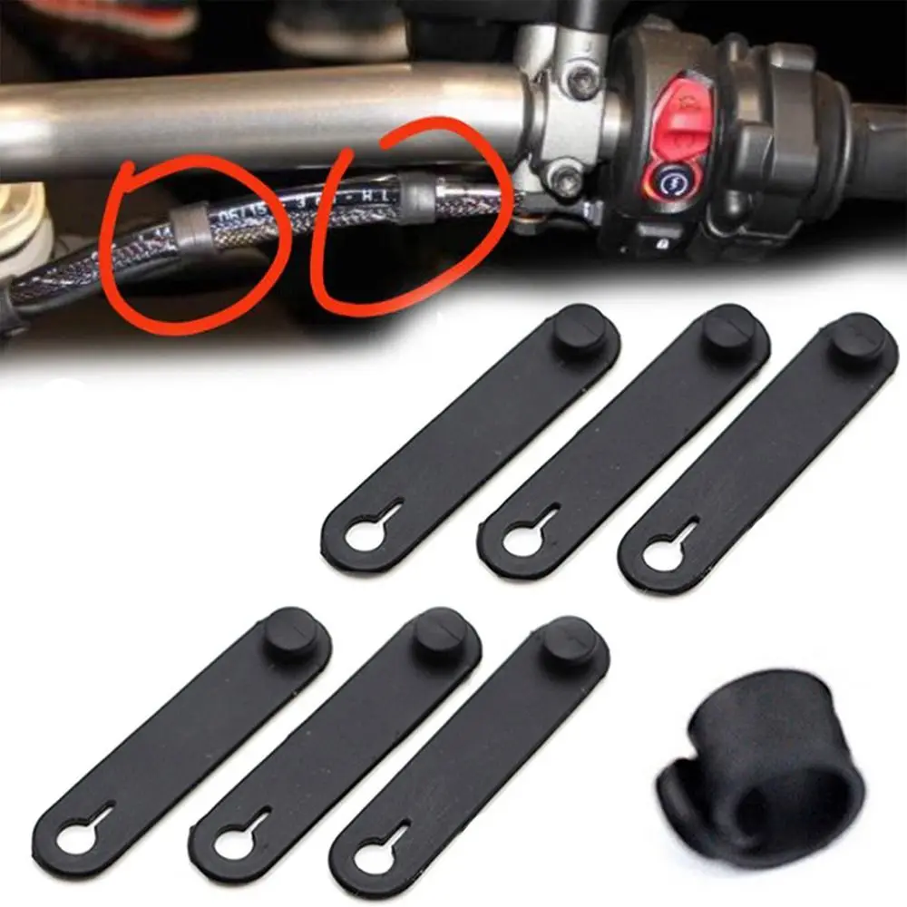 

6/12PCS Rubber Fixing Tension Strap Black Motorcycle Cable Securing Ties Wiring Harness Bands