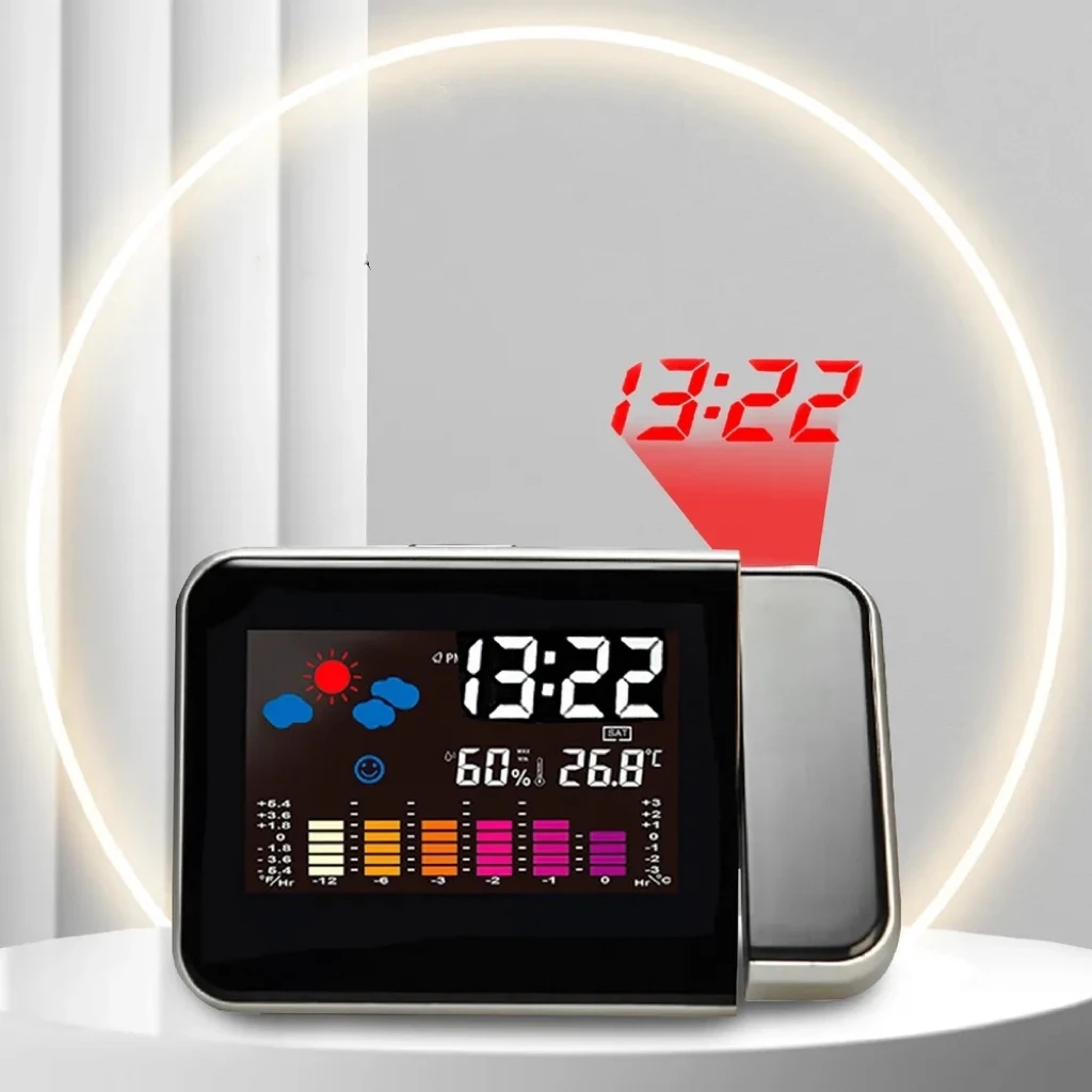 With Indoor Temperature ,calendar,& Snooze Light Digital Project Time On The Wall Bedroom Ceiling Led