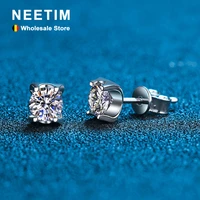 neetim 1ct moissanite earrings for women sterling silver 925 earring diamond ear studs with gra certified fine jewelry gift