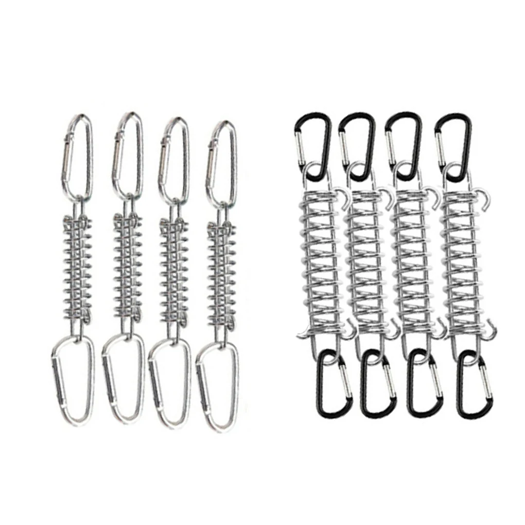 

4 Pieces Portable Tent Spring Buckle Picnicking Canopy Awning Wind Rope Tensioner Carabiners Outdoor Equipment Silver