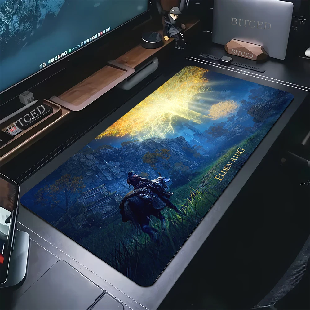 Фото EldenS R-RingS Mouse Pad XXL Gamer PU Leather Size music For Office Mat Desk Waterproof Table Mat Gameing №2
