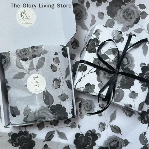 Бумага для цветов с черной розой, 10 шт.