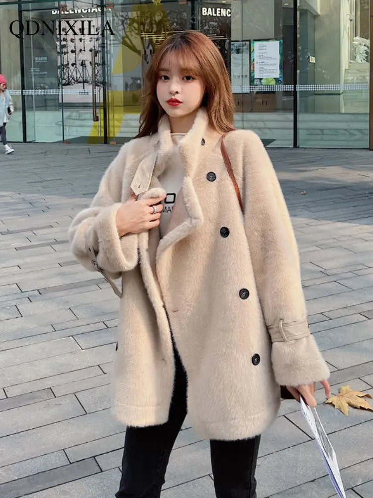 Winter Coat for Women 2022 New Lamb Wool Coat Korean Version Mink Down Thermal Faux Fur Coat Women Fur Jacket Free Shipping