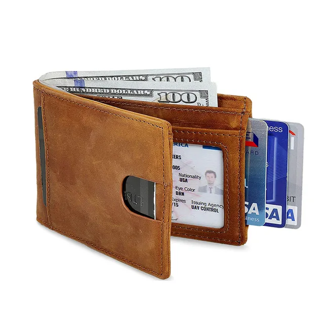 Men's Wallet Vintage Genuine Leather Wallet Card Holder for Men RFID  Minimalist Slim Credit Card Holder Wallets 1