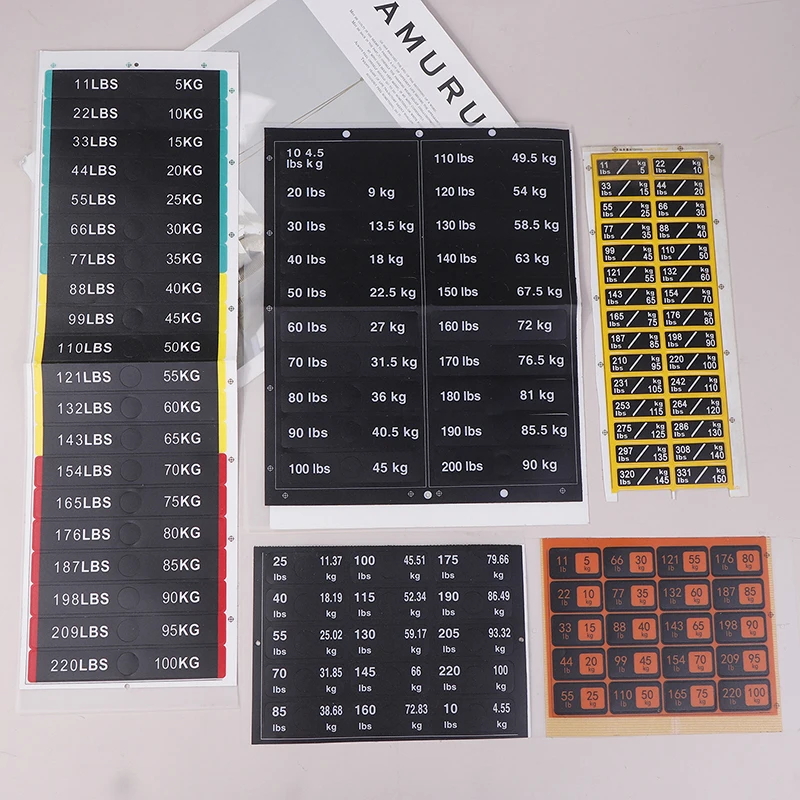 Этикетки на стеки веса от 4 5 до 150 кг черный фон белый номер наклейки вес для
