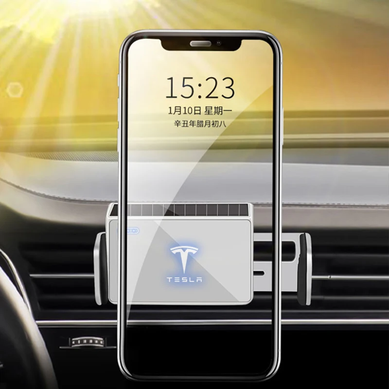 

Автомобильный держатель телефона Backet на солнечной энергии, Мобильный держатель для Tesla Model 3/Y/X/S, товары для интерьера автомобиля