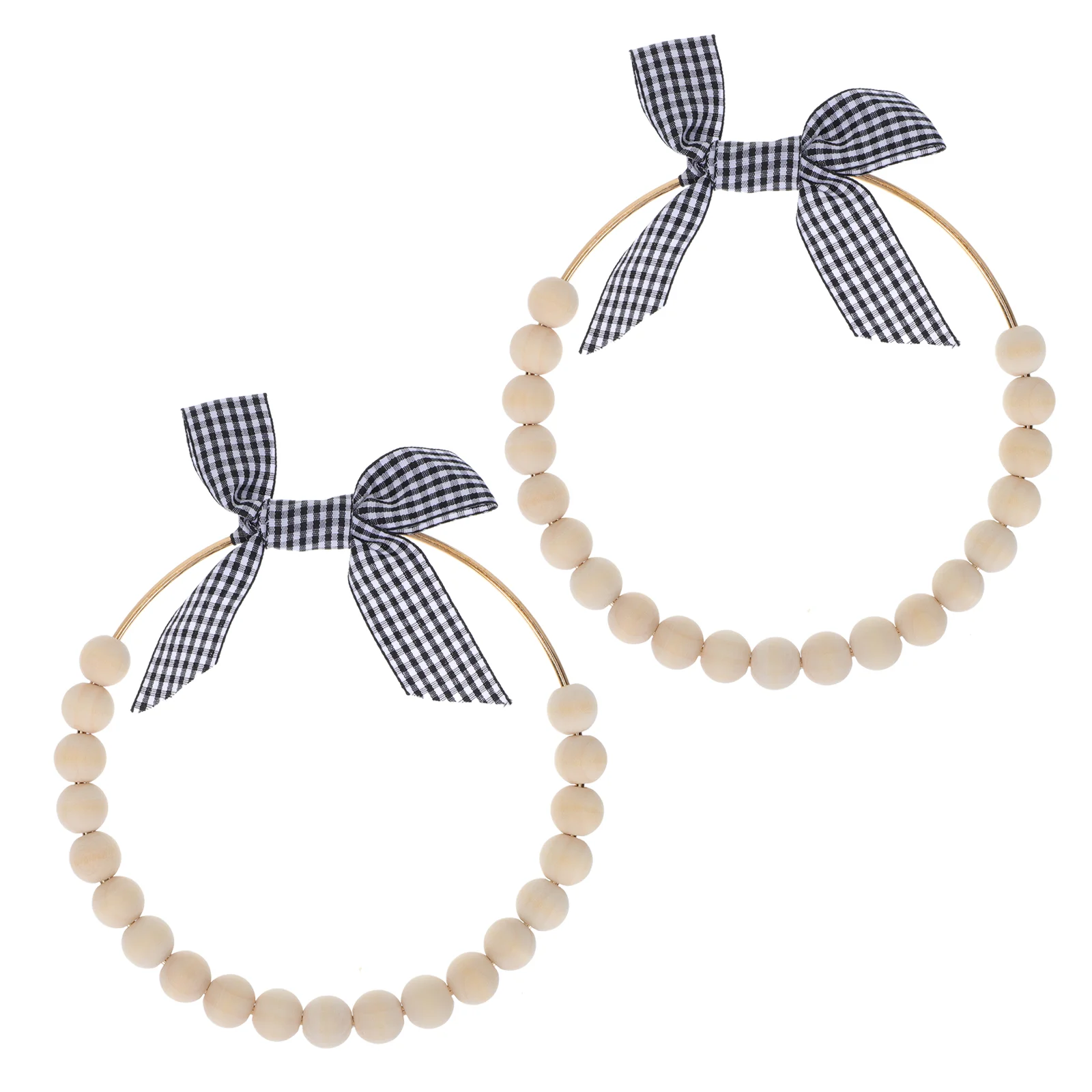 

Wood Bead Wreaths Christmas Hanging Cabinet Floral Wreath Ornaments Rustic Wall Farmhouse Kitchen Ornament Tree Metal Hoop Ring