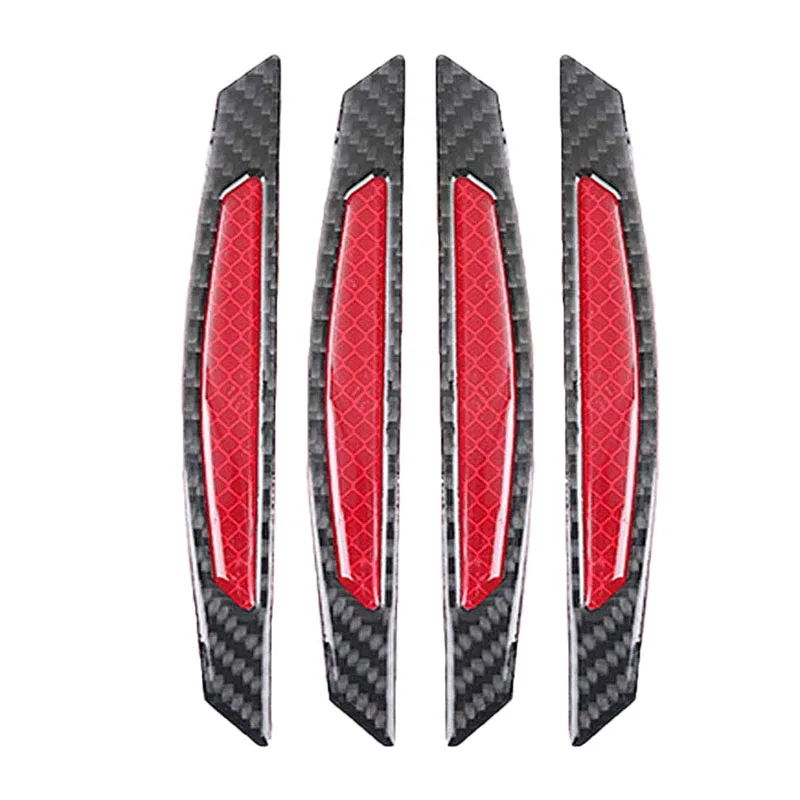 

4Pcs Super Red Reflective Stickers Carbon Fiber Strips Car Side